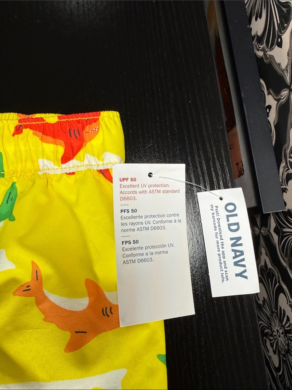 Old Navy Yellow Shark Print Swim Shorts